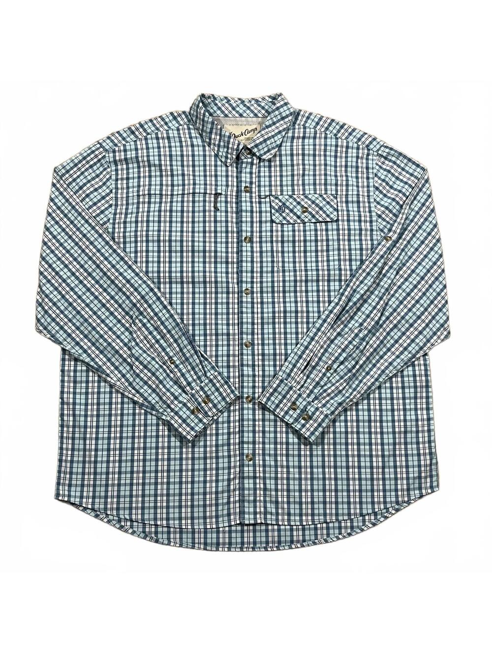 Duck Camp Mens Outdoor Fishing Long Sleeve Shirt Blue Plaid Size 2XL
